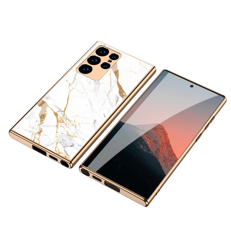 Case For Samsung Galaxy S21 S22 Ultra Case Electroplated Painted Tempered Glass Hard Cover For Galaxy S21 S22 Ultra