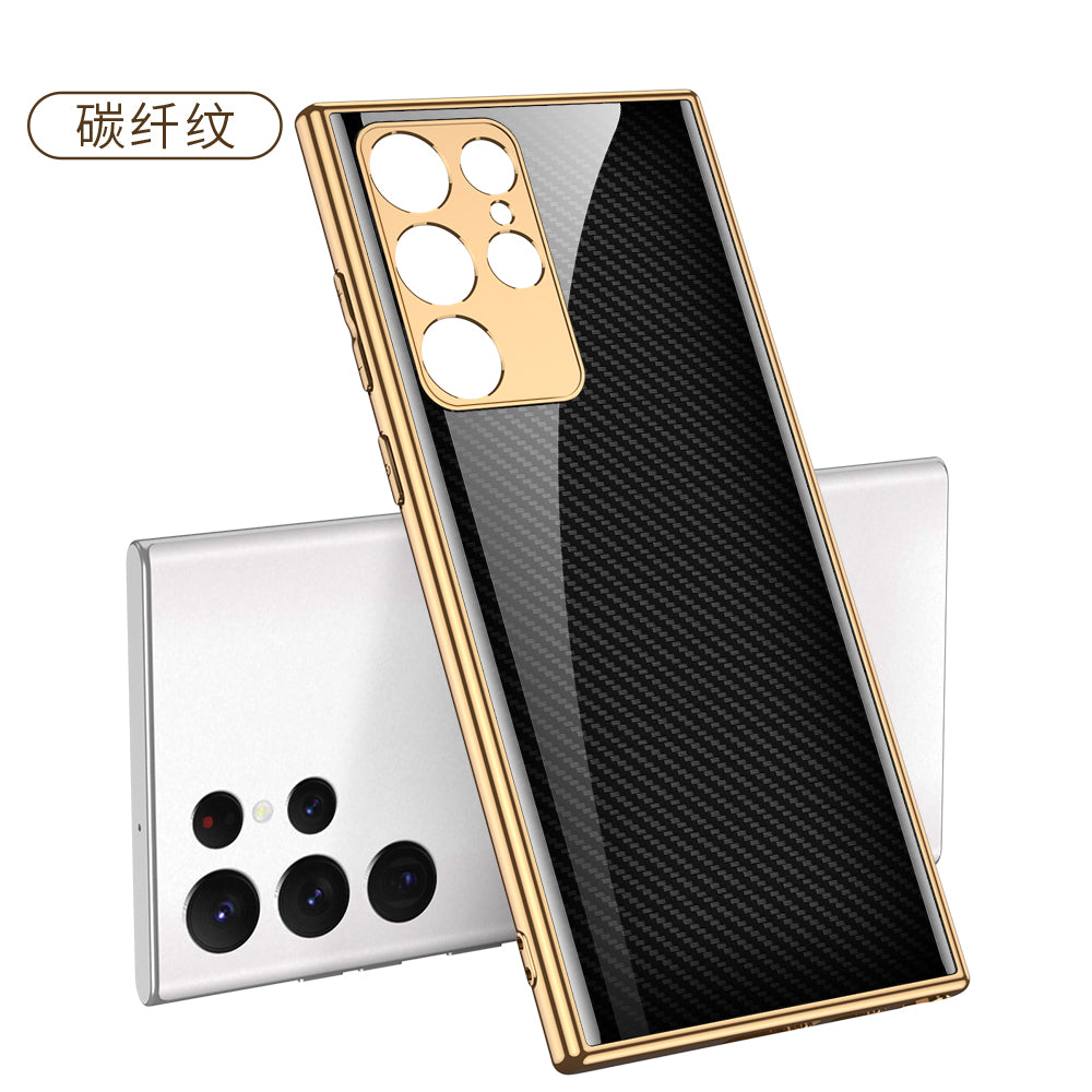 Case For Samsung Galaxy S21 S22 Ultra Case Electroplated Painted Tempered Glass Hard Cover For Galaxy S21 S22 Ultra