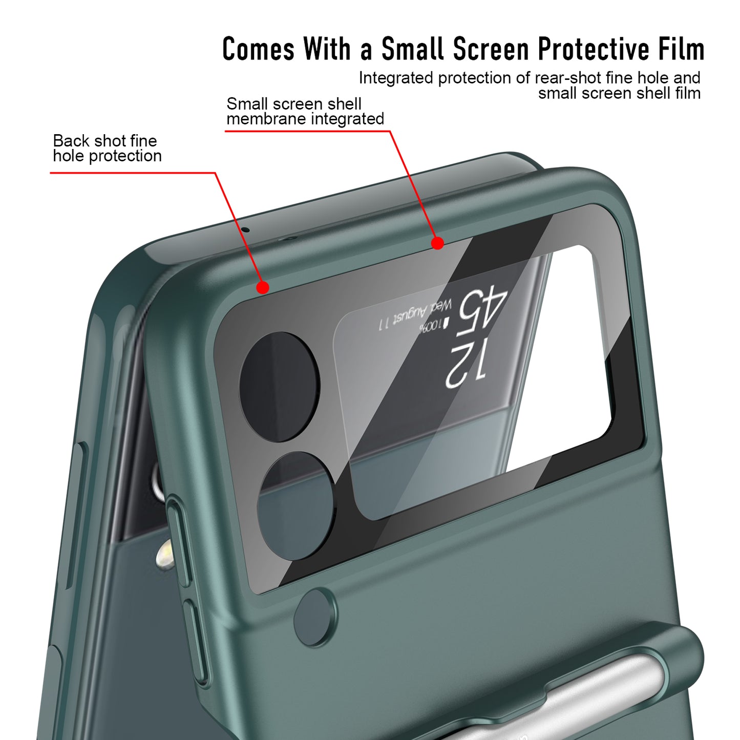 Samsung Galaxy Z Flip 3 5G Case With Capacitance Pen Slot Back Screen Glass Hard Cover For Samsung Z Flip3 5G