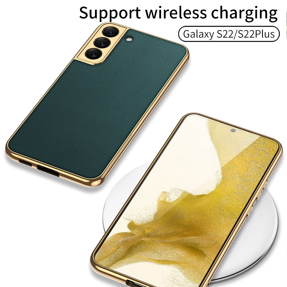Plating Leather Case For Samsung Galaxy S22 Plus Ultra Case Lens Protection Soft Cover For Samsung S22 Ultra Plus