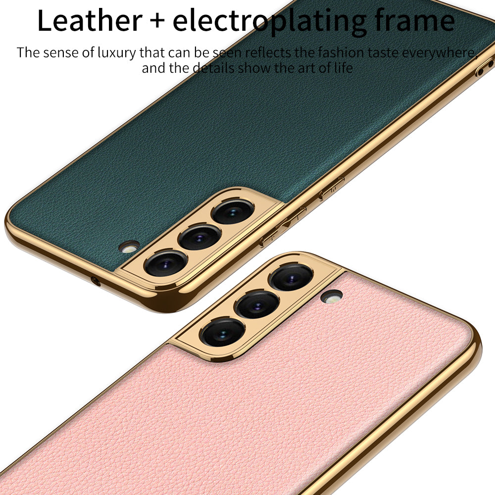 Plating Leather Case For Samsung Galaxy S22 Plus Ultra Case Lens Protection Soft Cover For Samsung S22 Ultra Plus