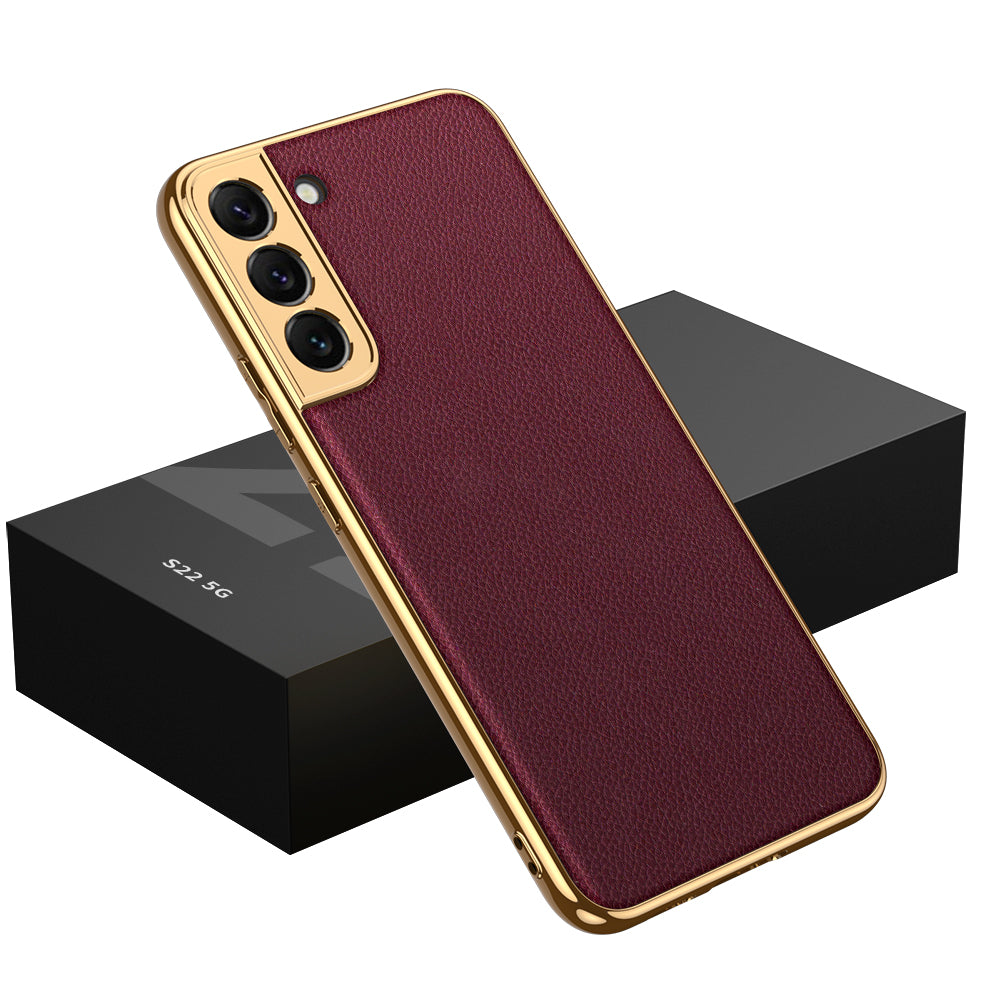 Plating Leather Case For Samsung Galaxy S22 Plus Ultra Case Lens Protection Soft Cover For Samsung S22 Ultra Plus