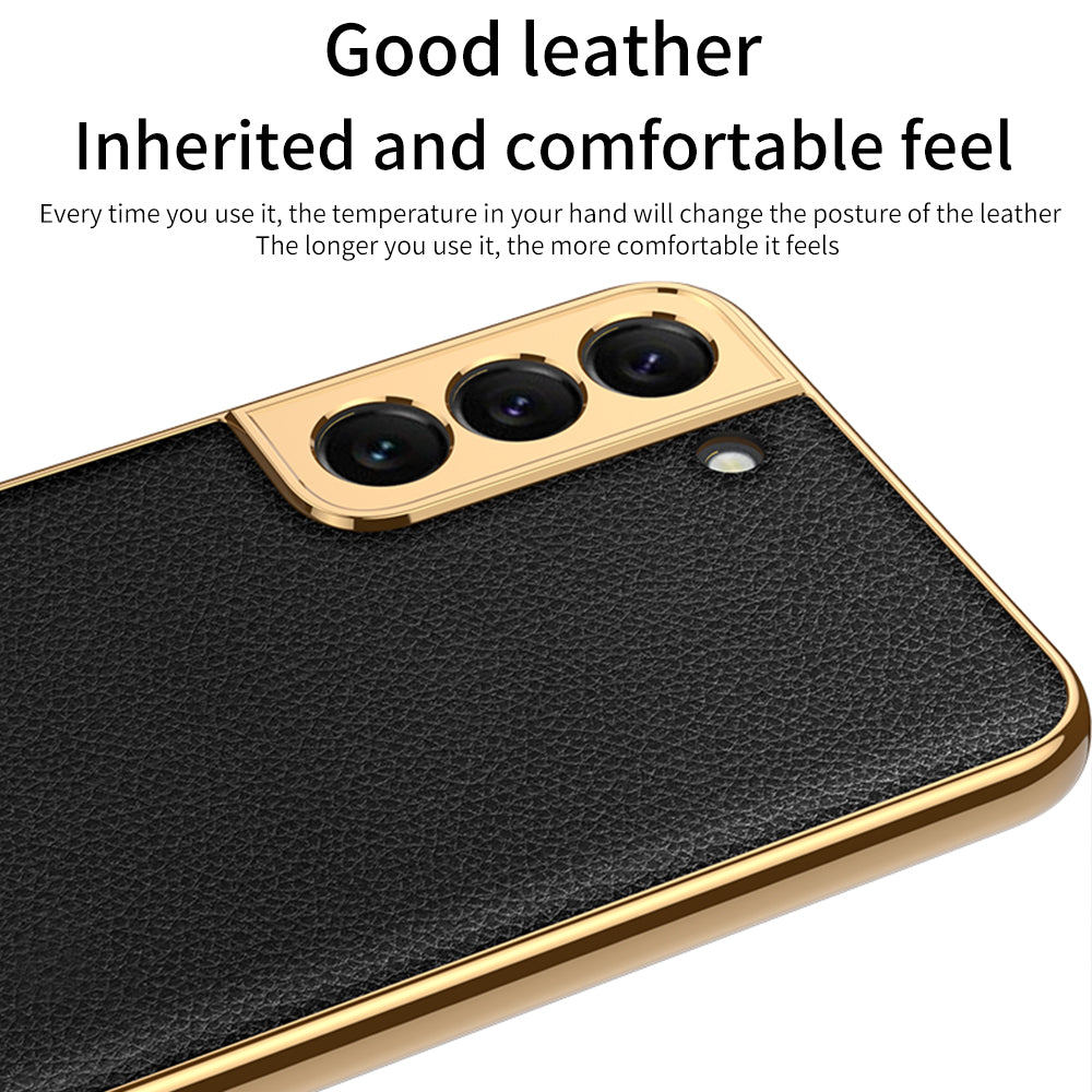Plating Leather Case For Samsung Galaxy S22 Plus Ultra Case Lens Protection Soft Cover For Samsung S22 Ultra Plus