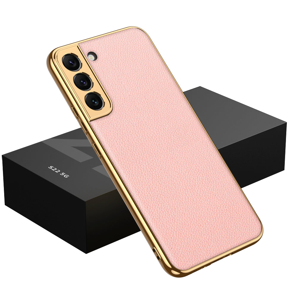 Plating Leather Case For Samsung Galaxy S22 Plus Ultra Case Lens Protection Soft Cover For Samsung S22 Ultra Plus