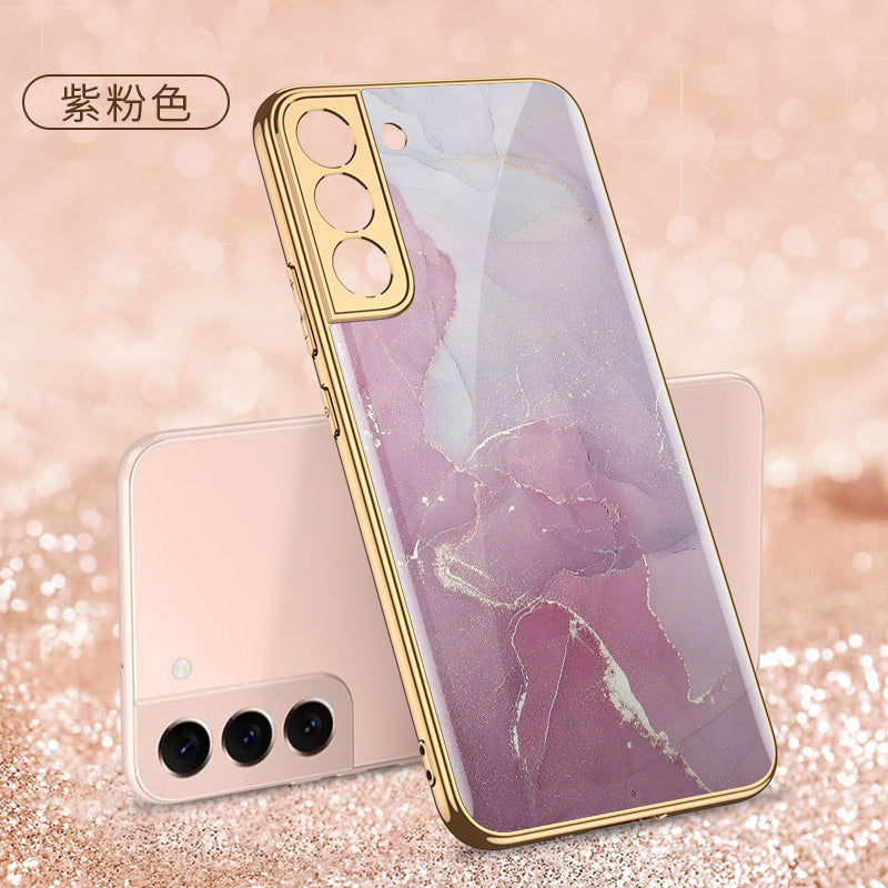 Tempered Glass Case For Samsung Galaxy S22 Plus Ultra Case Luxury Plating Frame Cover For Samsung S22 Plus Ultra