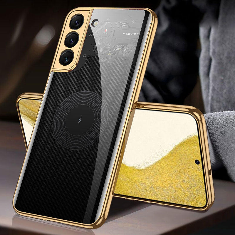 Tempered Glass Case For Samsung Galaxy S22 Plus Ultra Case Luxury Plating Frame Cover For Samsung S22 Plus Ultra