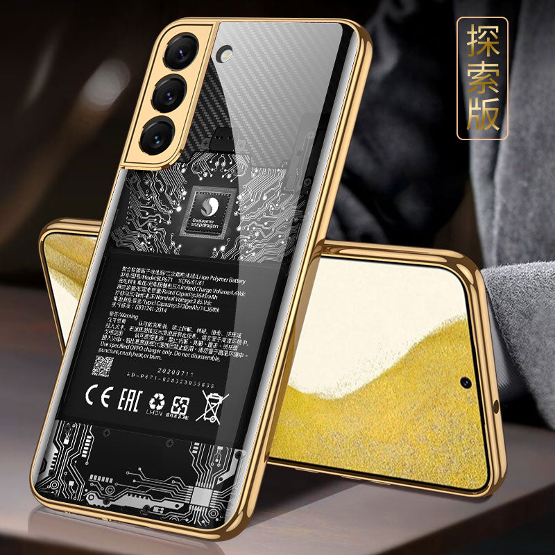 Tempered Glass Case For Samsung Galaxy S22 Plus Ultra Case Luxury Plating Frame Cover For Samsung S22 Plus Ultra