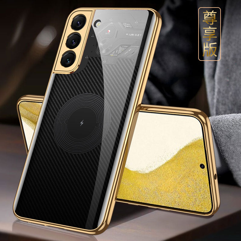 Tempered Glass Case For Samsung Galaxy S22 Plus Ultra Case Luxury Plating Frame Cover For Samsung S22 Plus Ultra
