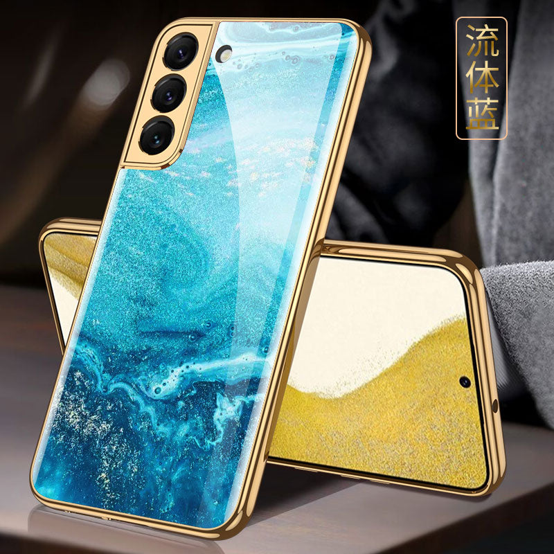 Tempered Glass Case For Samsung Galaxy S22 Plus Ultra Case Luxury Plating Frame Cover For Samsung S22 Plus Ultra
