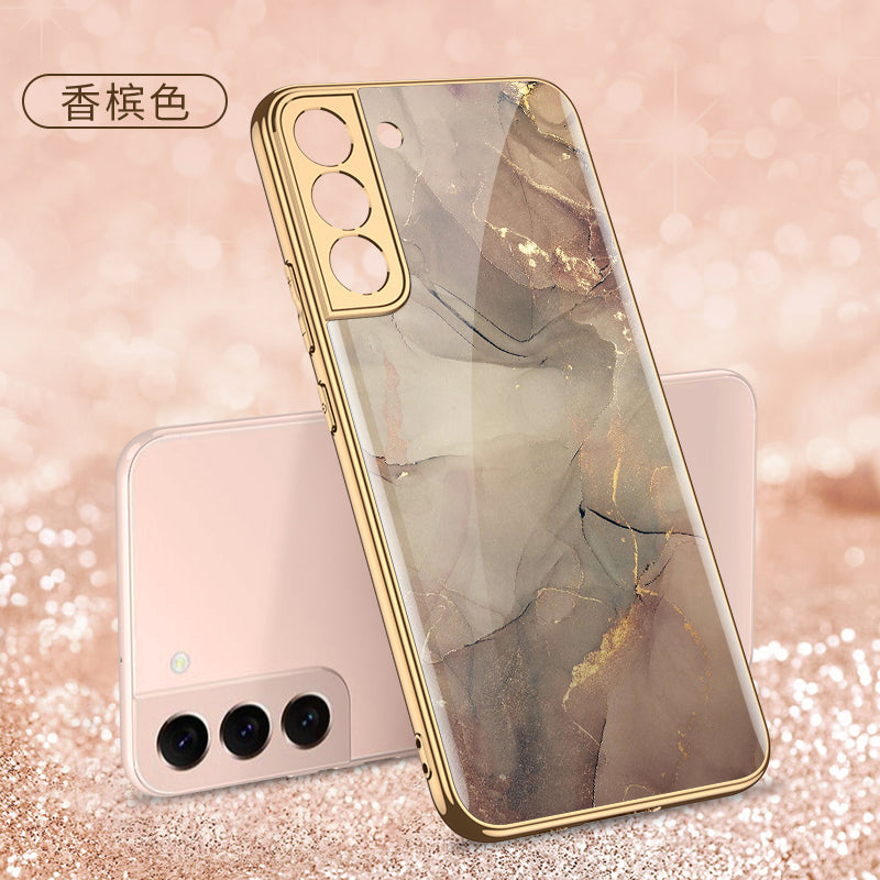Tempered Glass Case For Samsung Galaxy S22 Plus Ultra Case Luxury Plating Frame Cover For Samsung S22 Plus Ultra