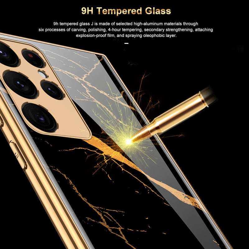 Tempered Glass Case For Samsung Galaxy S22 Plus Ultra Case Luxury Plating Frame Cover For Samsung S22 Plus Ultra