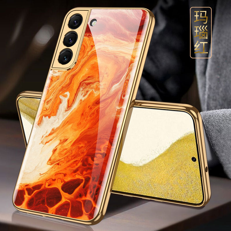 Tempered Glass Case For Samsung Galaxy S22 Plus Ultra Case Luxury Plating Frame Cover For Samsung S22 Plus Ultra