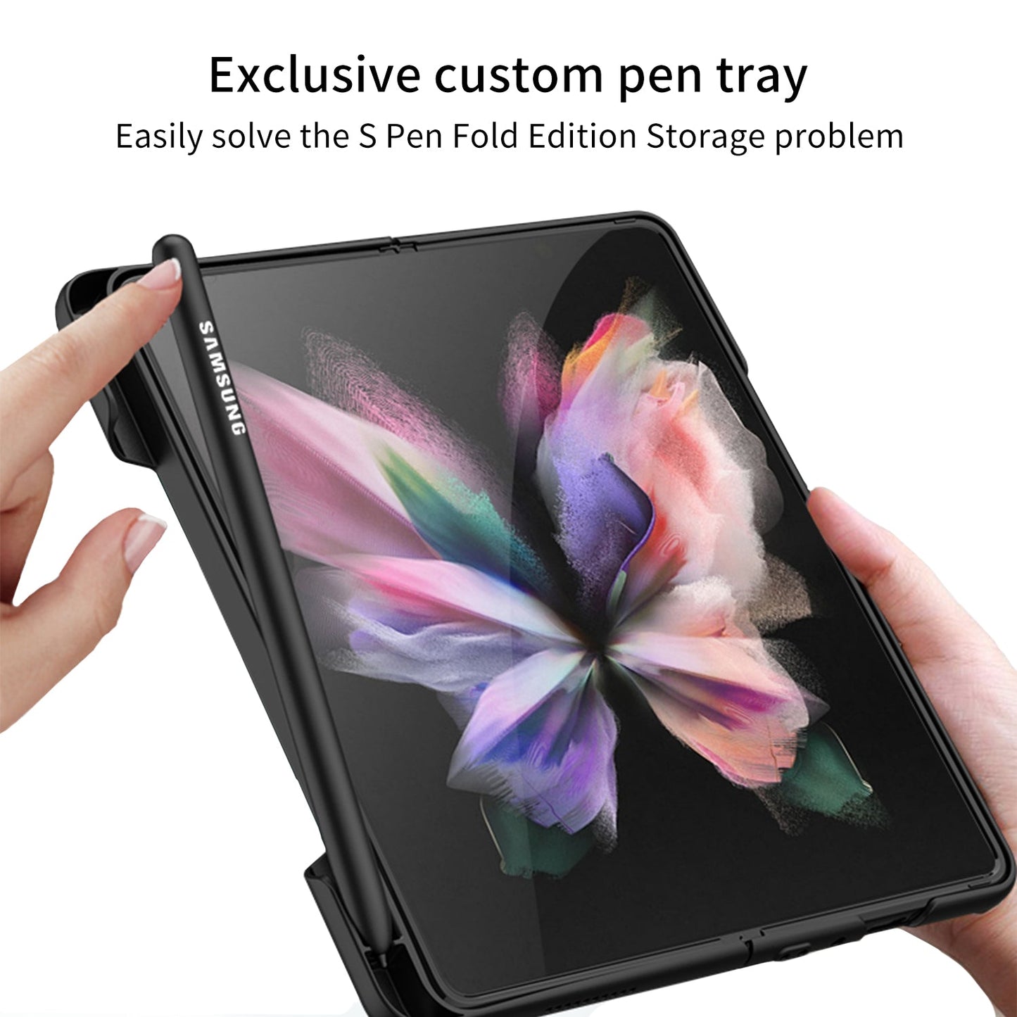 Ultra-thin Pen Slot Case For Samsung Galaxy Z Fold 3 5G Case Magnetic Holder Plastic Cover For Galaxy Z Fold 3 5G