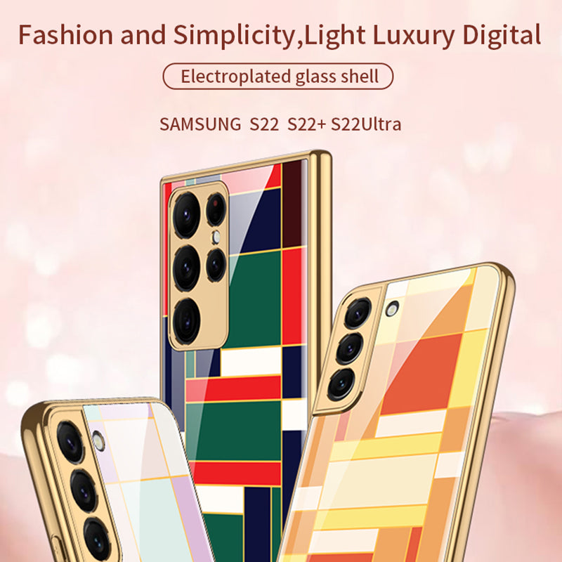 Painted Tempered Glass Case For Samsung Galaxy S22 Plus Ultra Case