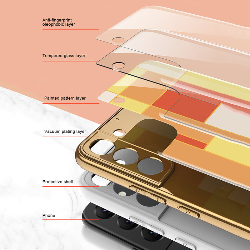 Painted Tempered Glass Case For Samsung Galaxy S22 Plus Ultra Case