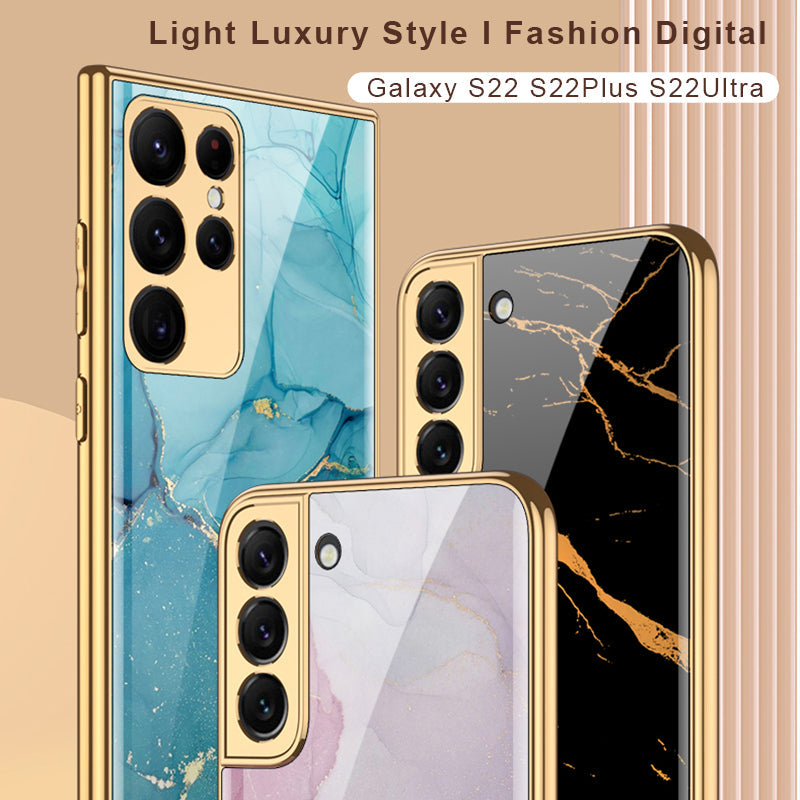 Painted Tempered Glass Case For Samsung Galaxy S22 Plus Ultra Case