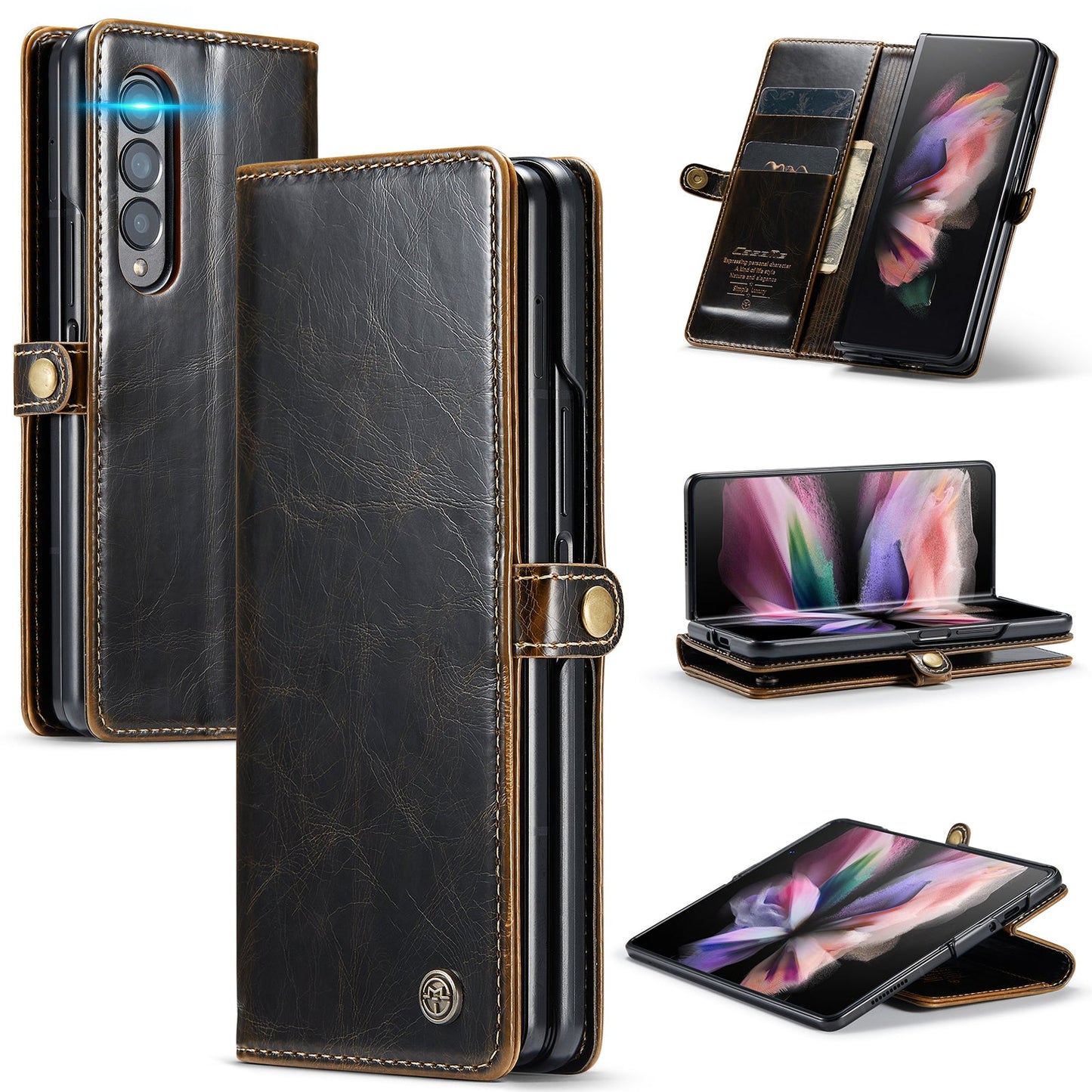 Full Protection Business Leather Case for Samsung Galaxy Z Fold3 Fold 4 Fold4 Fold 3 5G Card Pocket Mobile Phone Cover