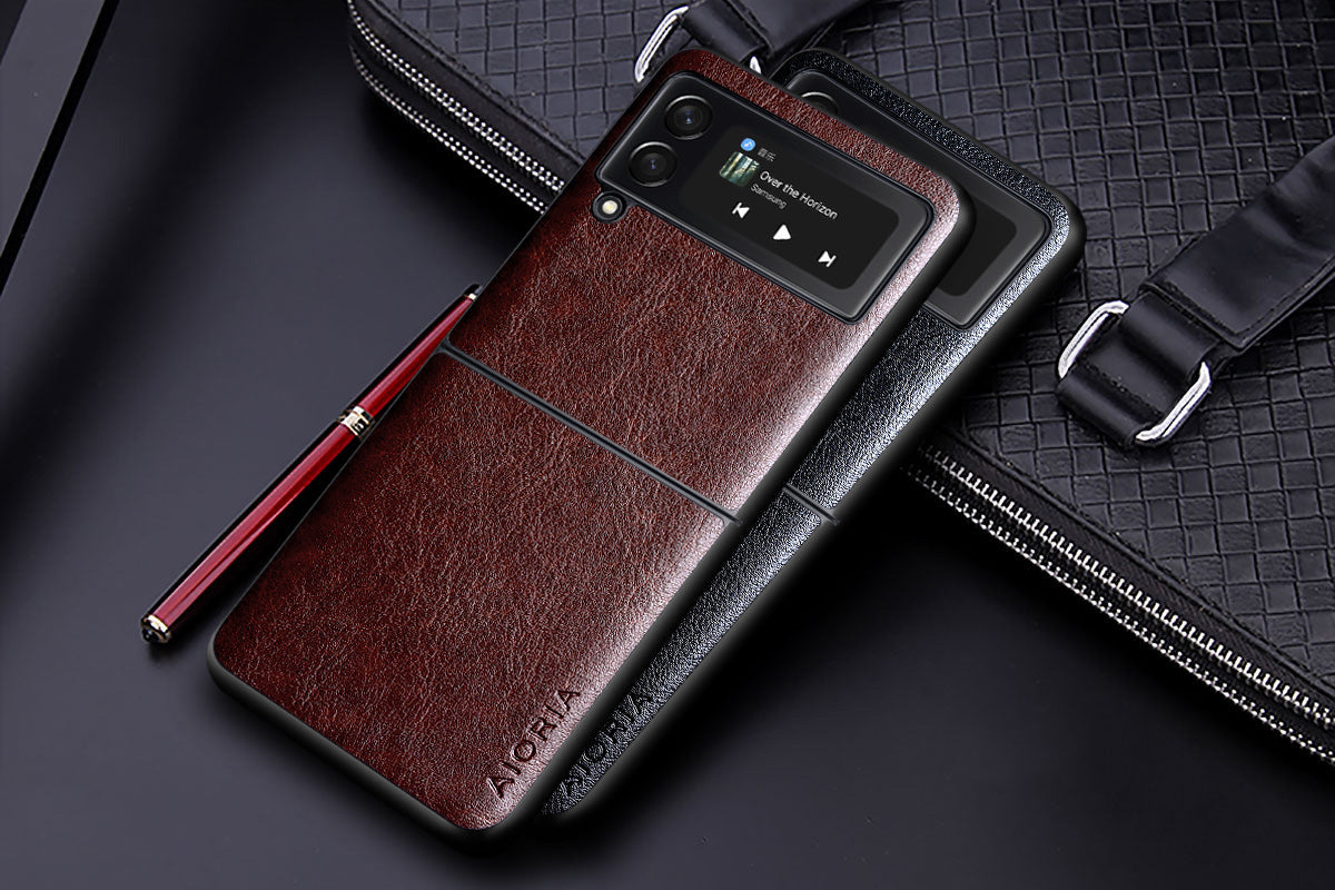 Luxury PU leather Case for Samsung galaxy Z Flip3 Flip 4 5G Business solid color design phone cover for samsung z flip 3 5g case