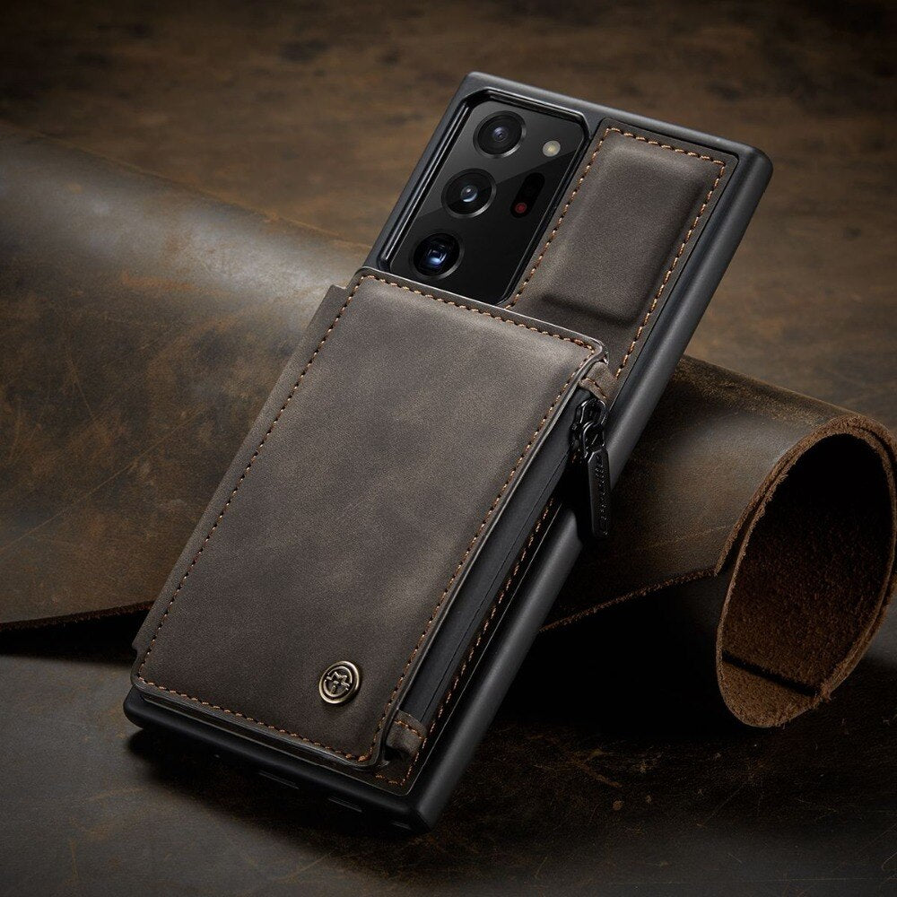Dual Layer Flip Zipper Leather Cardholder Wallet Cover Case For Samsung Galaxy S22 S20 S21 FE Note 20
