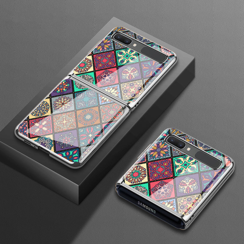 Luxury Tempered Glass Case for Samsung Z Flip 3 Case Retro Folk