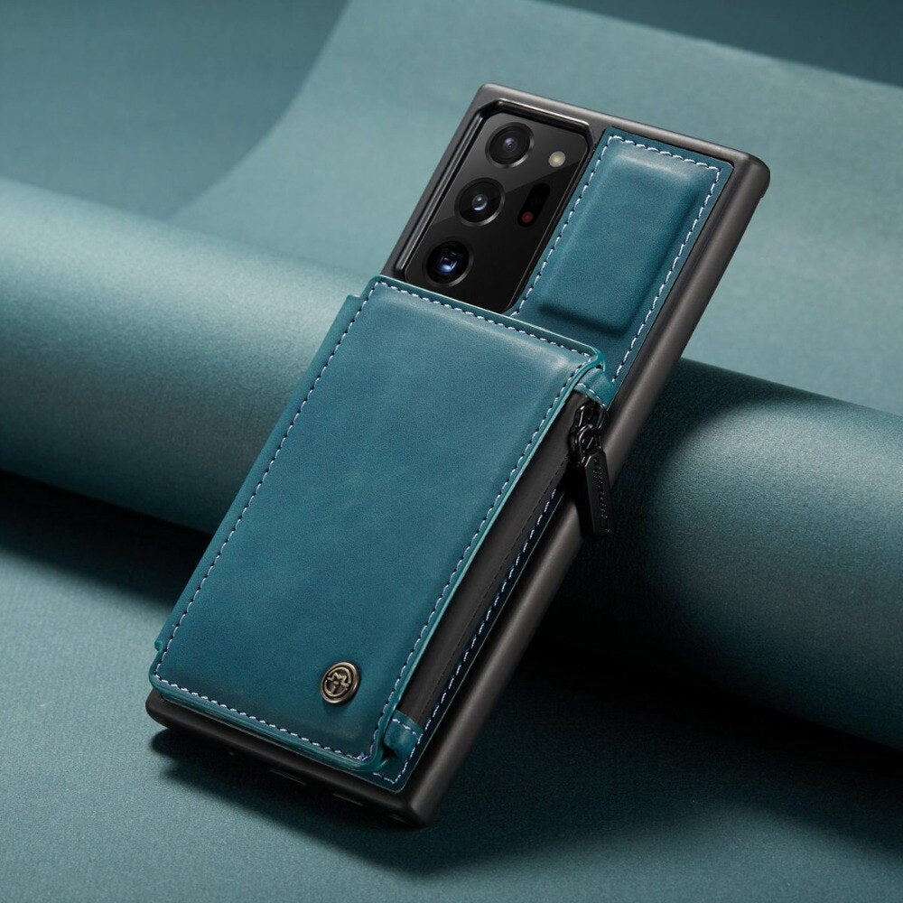 Dual Layer Flip Zipper Leather Cardholder Wallet Cover Case For Samsung Galaxy S22 S20 S21 FE Note 20