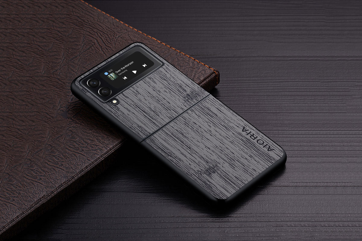 Case for Samsung Galaxy Z Flip 3 4 5G Z Flip3 funda bamboo wood pattern Leather cover Luxury coque for galaxy z Flip3 Flip4 5G case