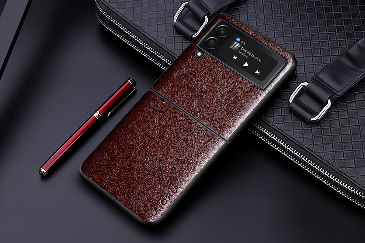 Luxury PU leather Case for Samsung galaxy Z Flip3 Flip 4 5G Business solid color design phone cover for samsung z flip 3 5g case