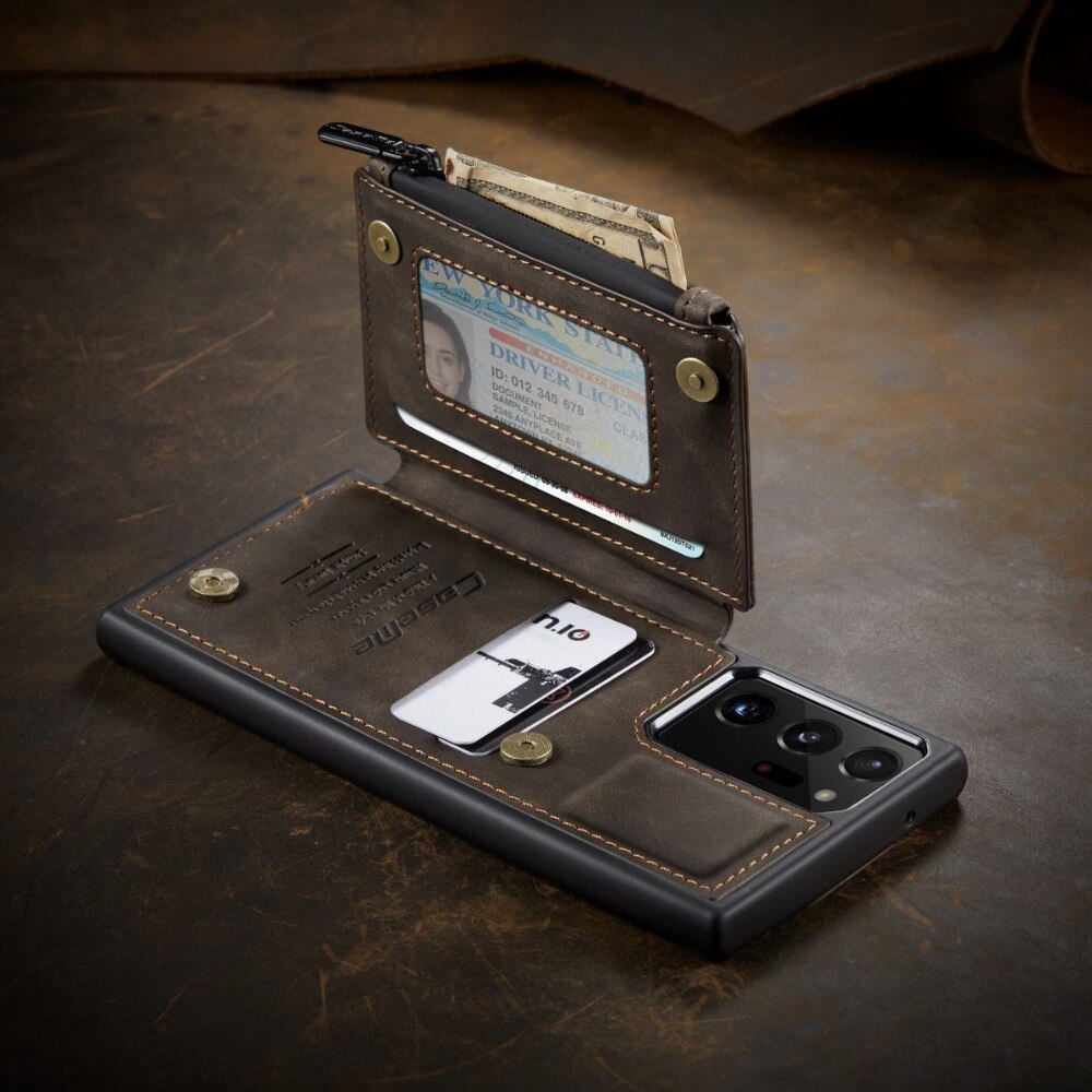 Dual Layer Flip Zipper Leather Cardholder Wallet Cover Case For Samsung Galaxy S22 S20 S21 FE Note 20