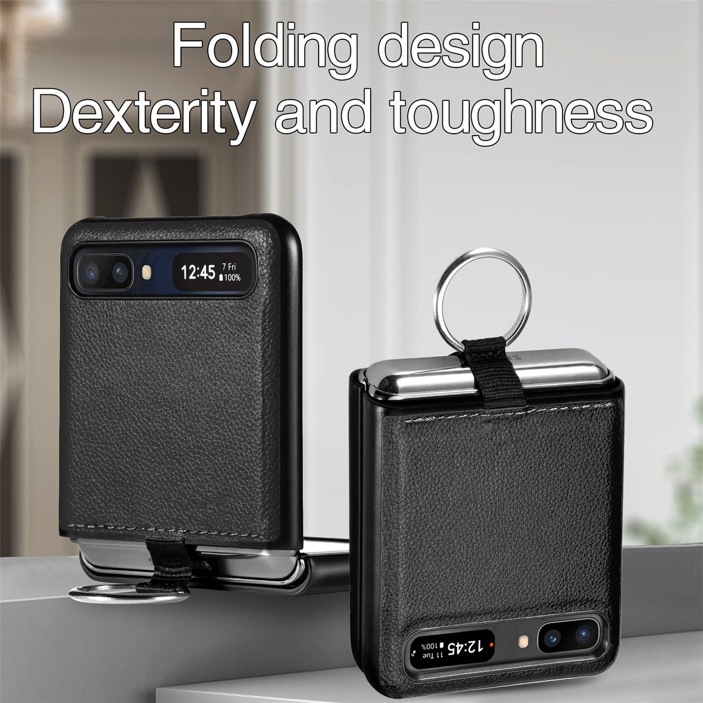 Shock Proof Finger Ring Leather Case for Samsung Galaxy Z Flip 4 5G Flip4 Flip3 Flip 3 Anti-Slip Matte Cover Fundas