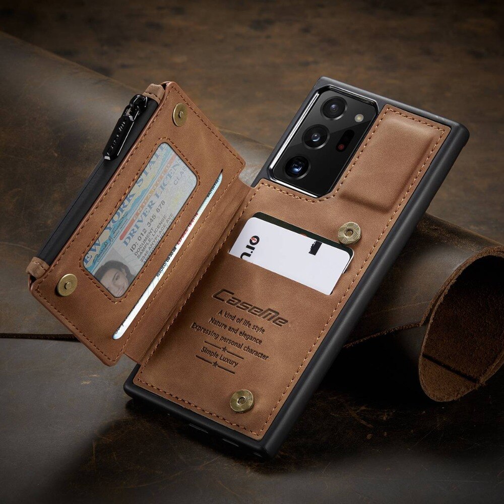 Dual Layer Flip Zipper Leather Cardholder Wallet Cover Case For Samsung Galaxy S22 S20 S21 FE Note 20