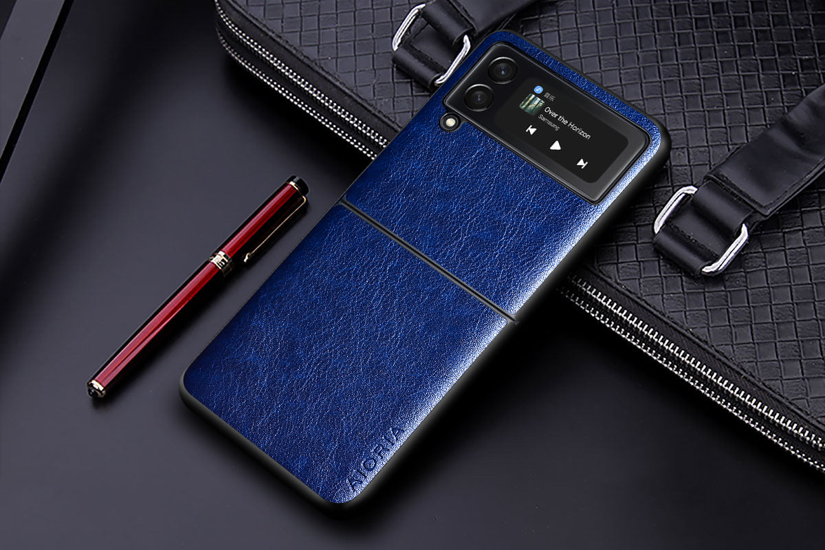 Luxury PU leather Case for Samsung galaxy Z Flip3 Flip 4 5G Business solid color design phone cover for samsung z flip 3 5g case