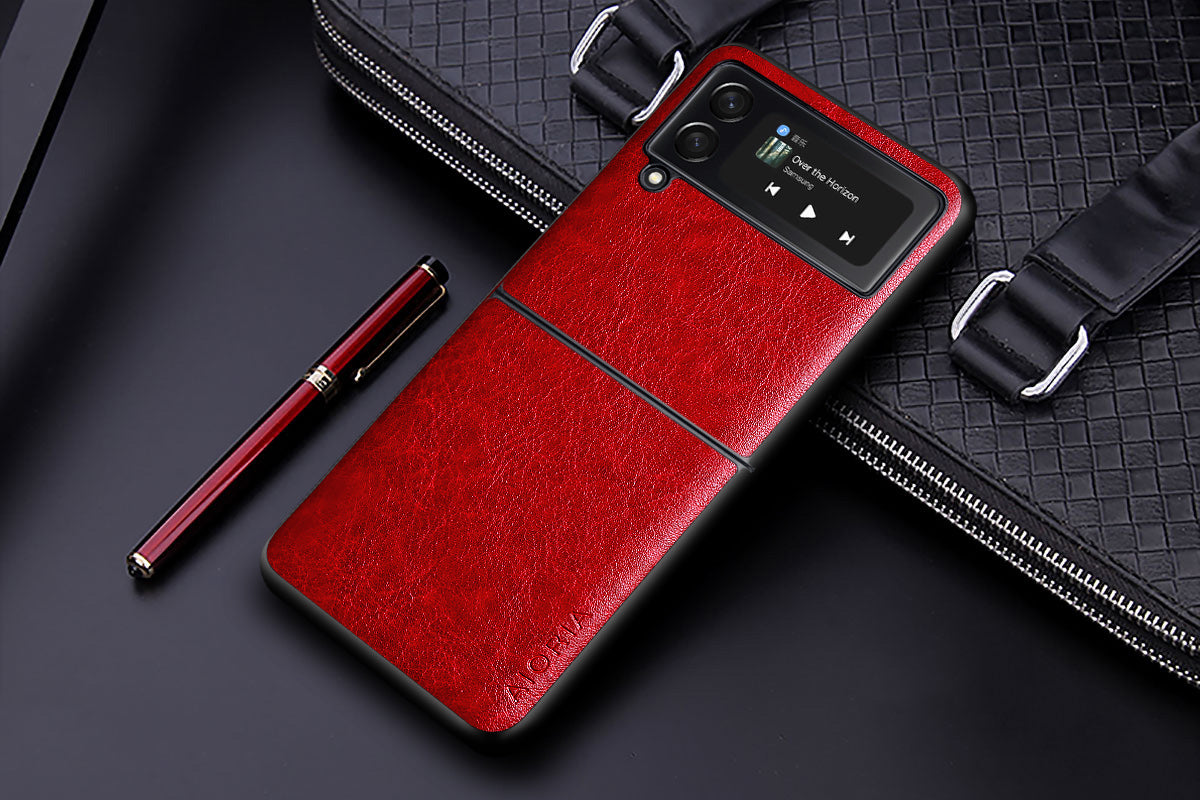 Luxury PU leather Case for Samsung galaxy Z Flip3 Flip 4 5G Business solid color design phone cover for samsung z flip 3 5g case