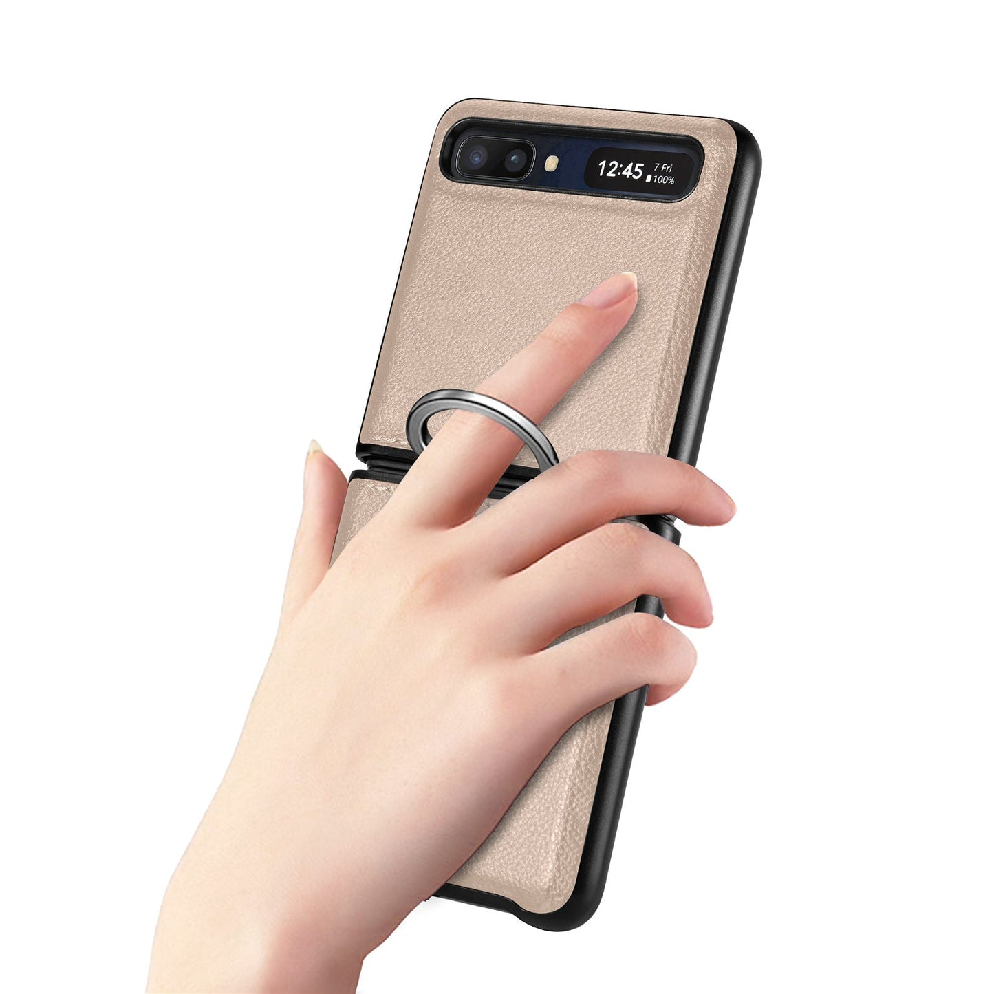 Shock Proof Finger Ring Leather Case for Samsung Galaxy Z Flip 4 5G Flip4 Flip3 Flip 3 Anti-Slip Matte Cover Fundas
