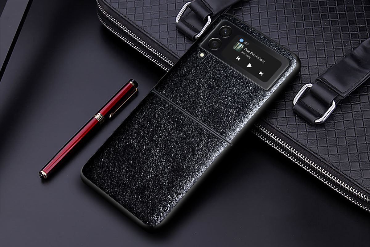 Luxury PU leather Case for Samsung galaxy Z Flip3 Flip 4 5G Business solid color design phone cover for samsung z flip 3 5g case