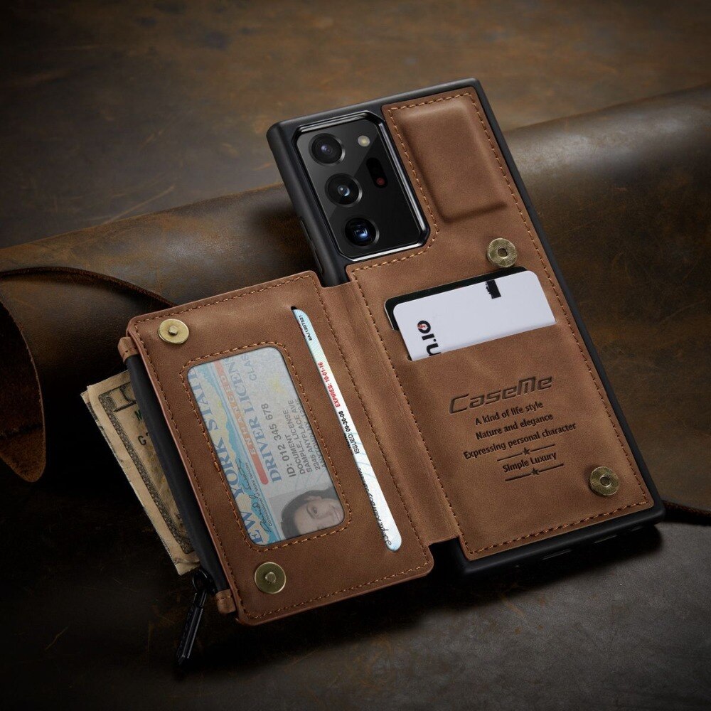Dual Layer Flip Zipper Leather Cardholder Wallet Cover Case For Samsung Galaxy S22 S20 S21 FE Note 20