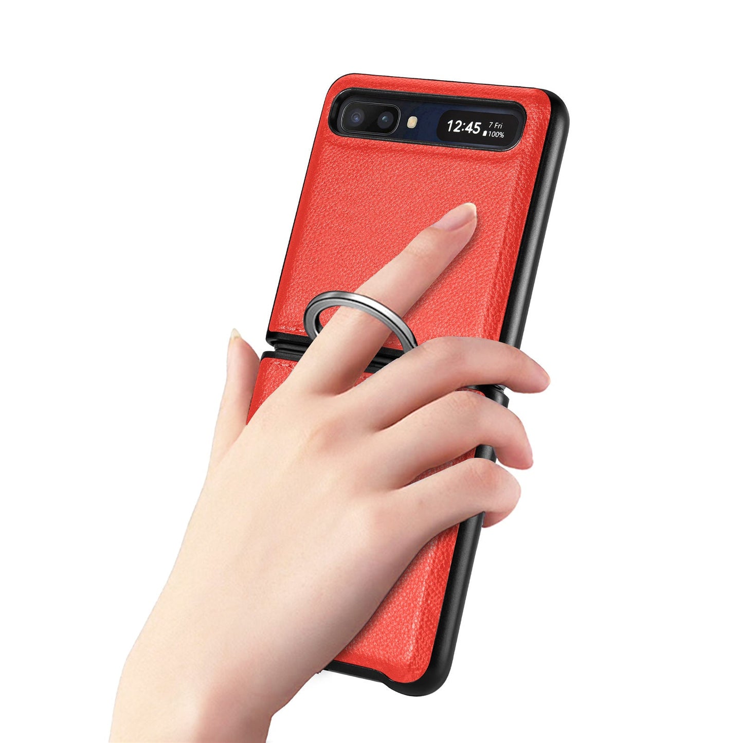 Shock Proof Finger Ring Leather Case for Samsung Galaxy Z Flip 4 5G Flip4 Flip3 Flip 3 Anti-Slip Matte Cover Fundas