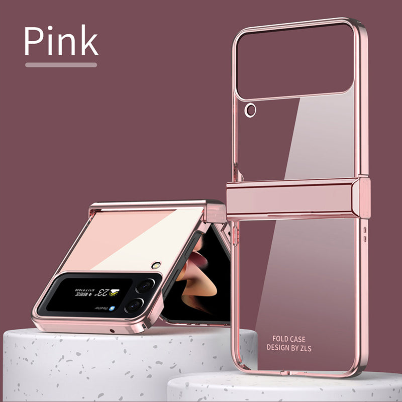 Hinge Case for Samsung Galaxy Z Flip 4 5G Case Full Protection Plating Transparent