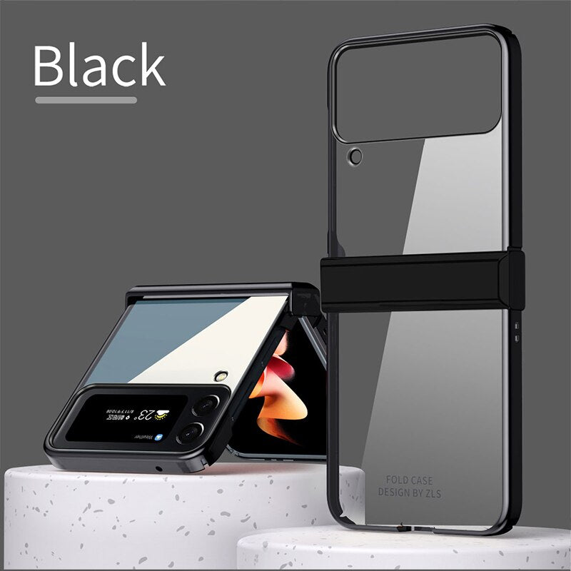Hinge Case for Samsung Galaxy Z Flip 4 5G Case Full Protection Plating Transparent