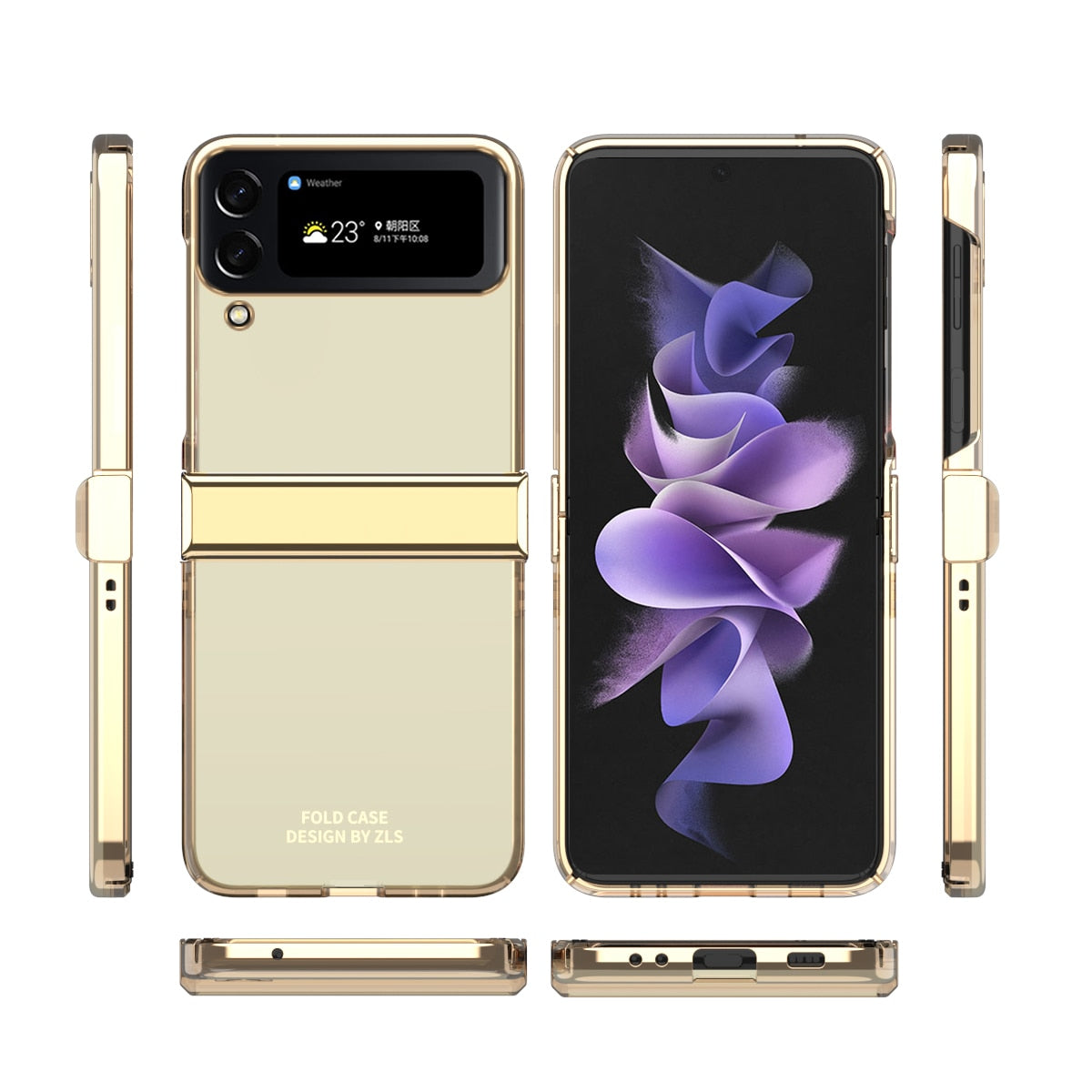 Hinge Case for Samsung Galaxy Z Flip 4 5G Case Full Protection Plating Transparent