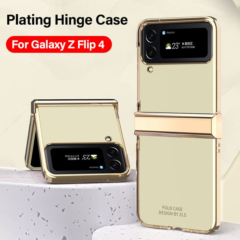 Hinge Case for Samsung Galaxy Z Flip 4 5G Case Full Protection Plating Transparent