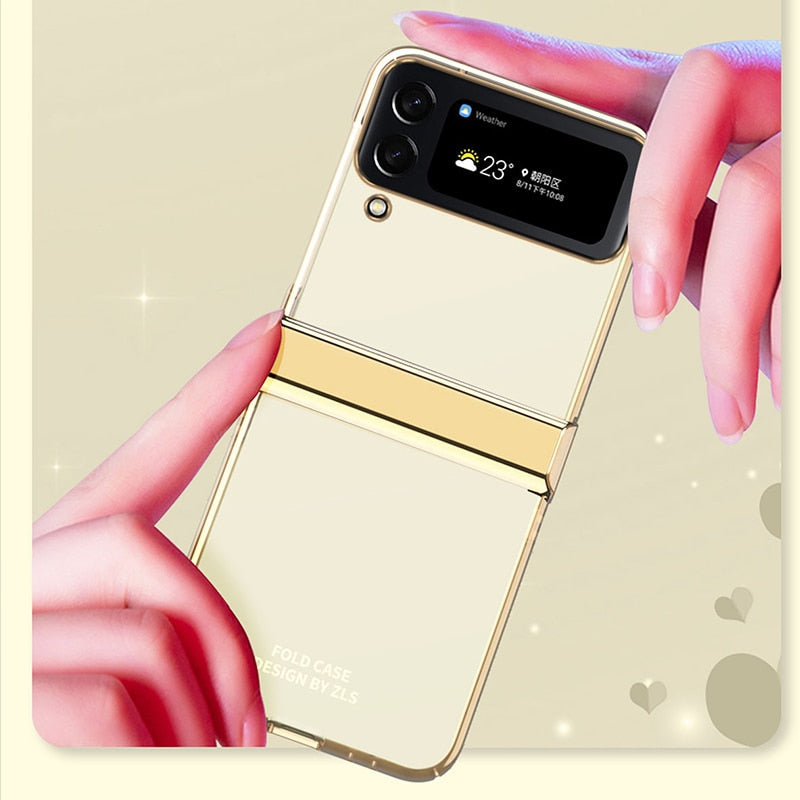 Hinge Case for Samsung Galaxy Z Flip 4 5G Case Full Protection Plating Transparent
