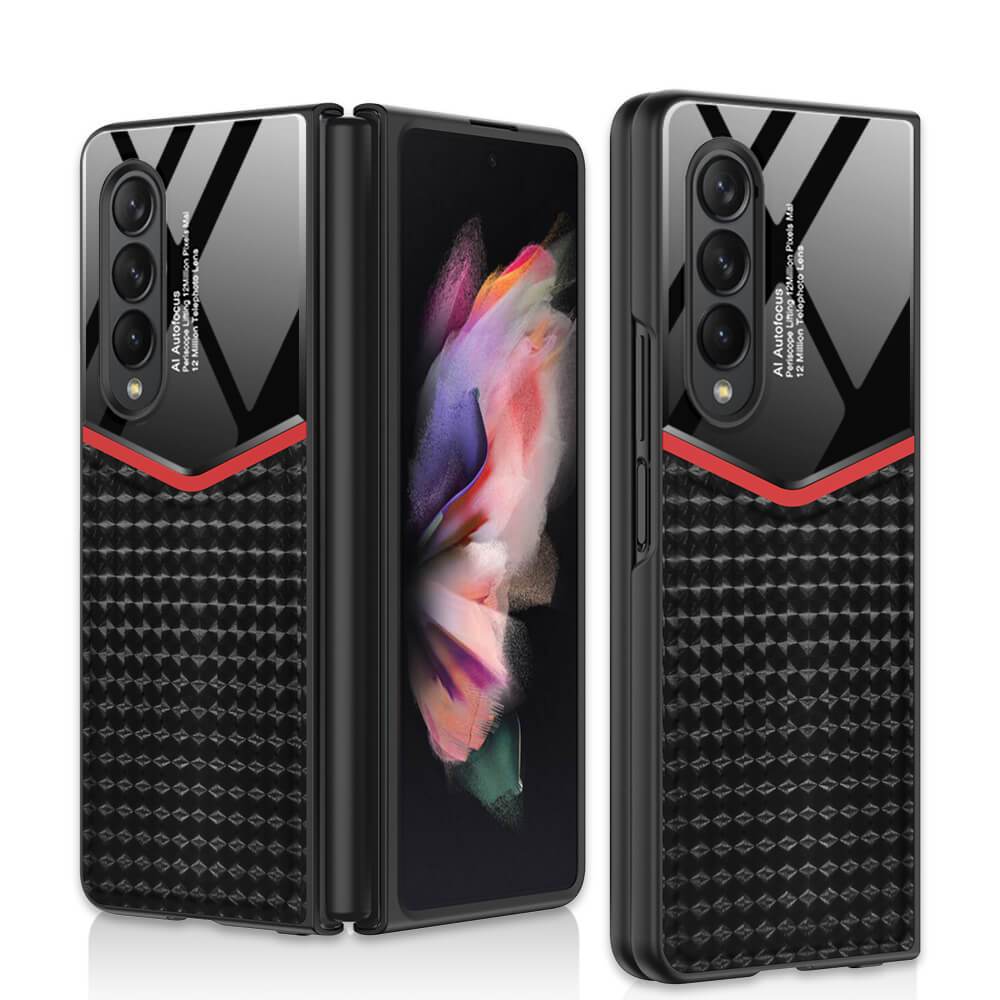 Ultra-thin Plain Leather Luxury Business Tempered Glass Case for Samsung Galaxy Z Fold 3 5G