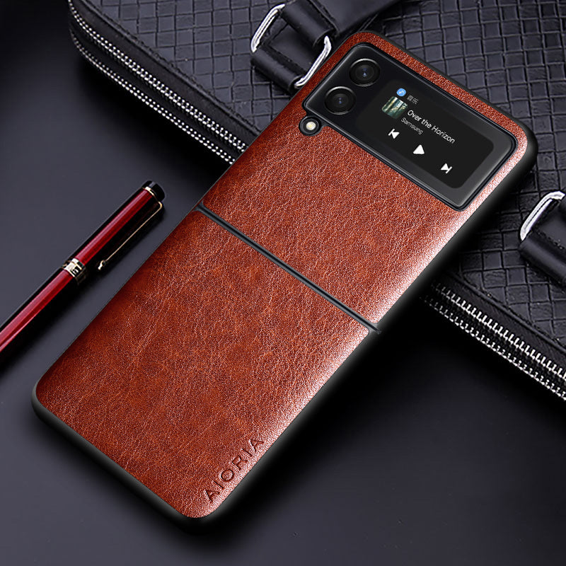 Luxury PU leather Case for Samsung galaxy Z Flip3 Flip 4 5G Business solid color design phone cover for samsung z flip 3 5g case