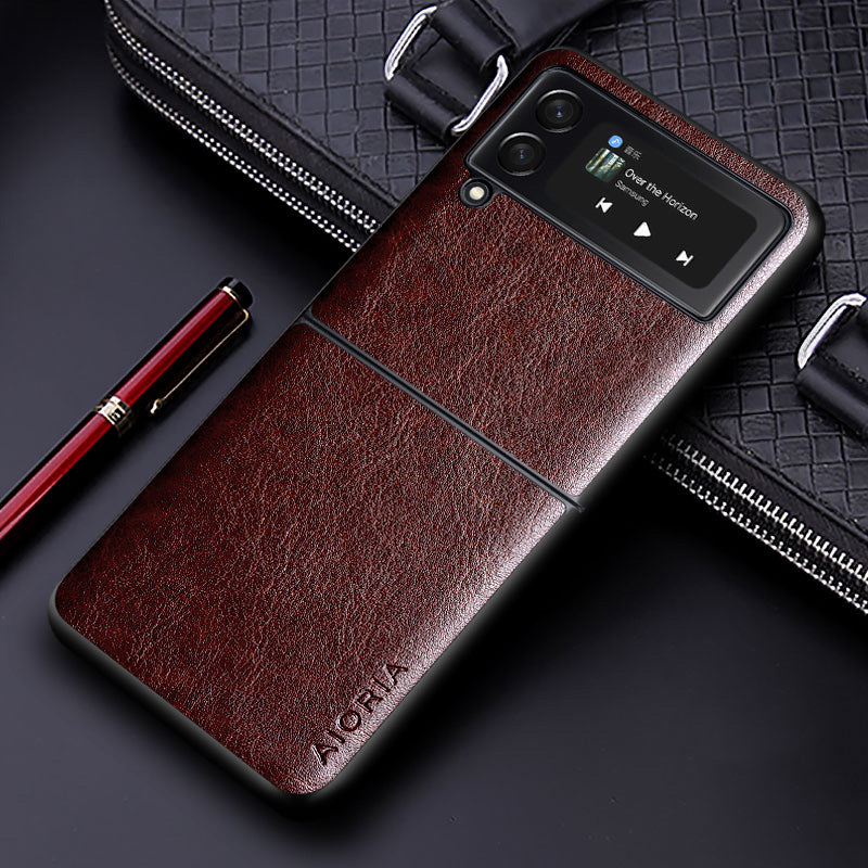 Luxury PU leather Case for Samsung galaxy Z Flip3 Flip 4 5G Business solid color design phone cover for samsung z flip 3 5g case