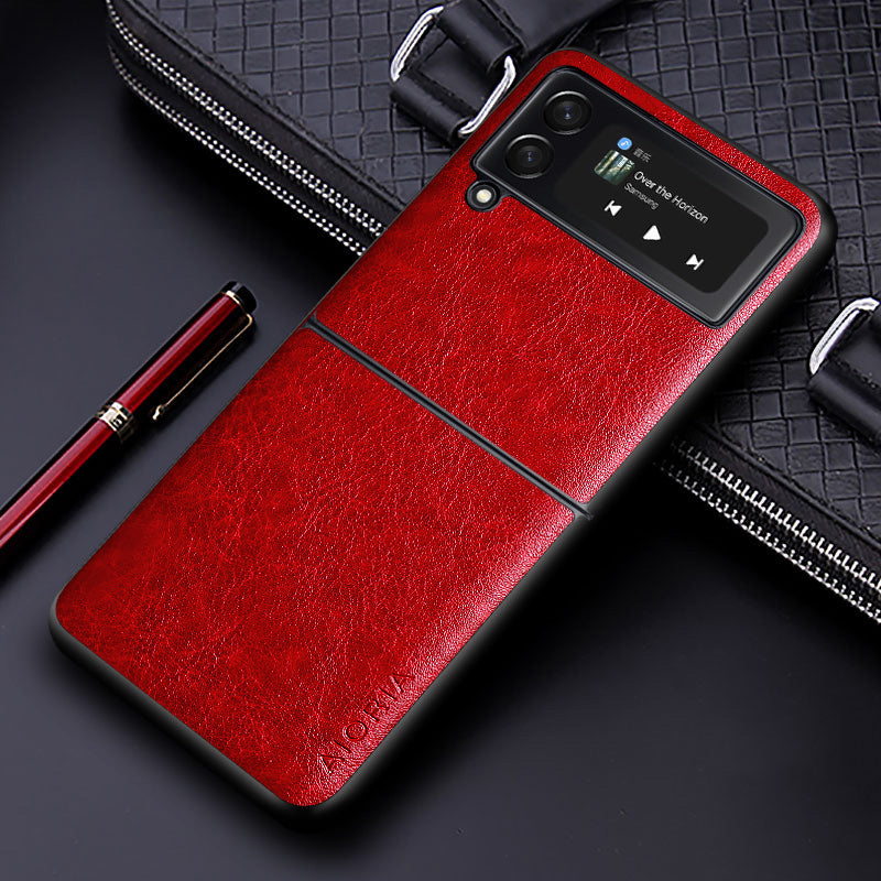 Luxury PU leather Case for Samsung galaxy Z Flip3 Flip 4 5G Business solid color design phone cover for samsung z flip 3 5g case