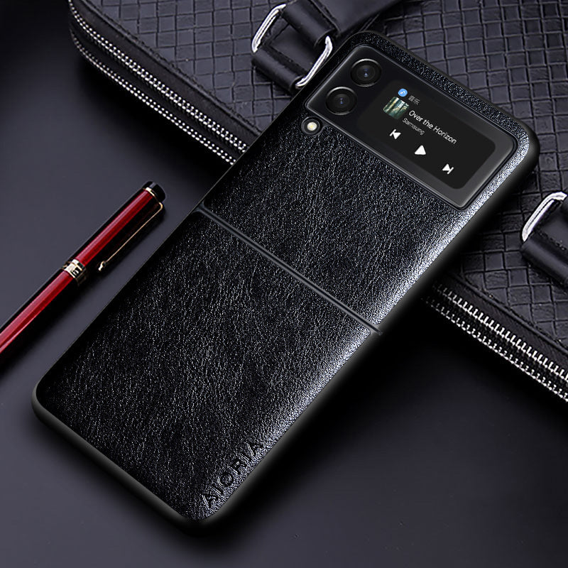 Luxury PU leather Case for Samsung galaxy Z Flip3 Flip 4 5G Business solid color design phone cover for samsung z flip 3 5g case