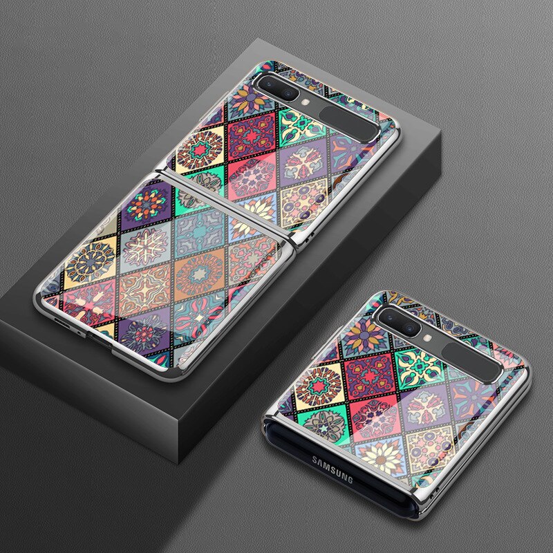 Luxury Tempered Glass Case for Samsung Z Flip 3 Case Retro Folk