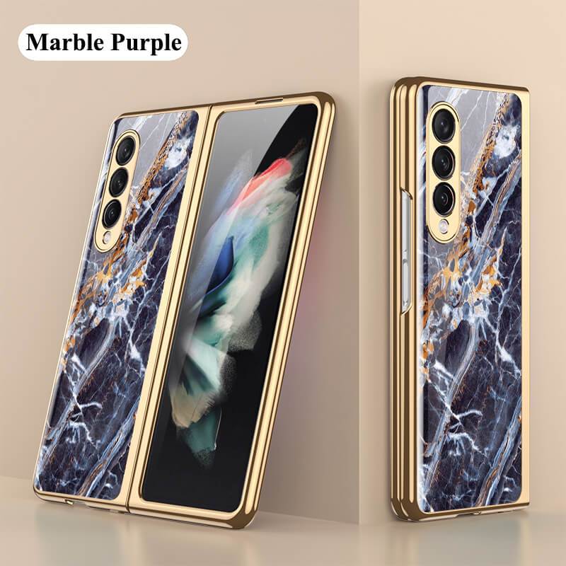 Luxury Marble Glass Case For Samsung Galaxy Z Fold 3 5G