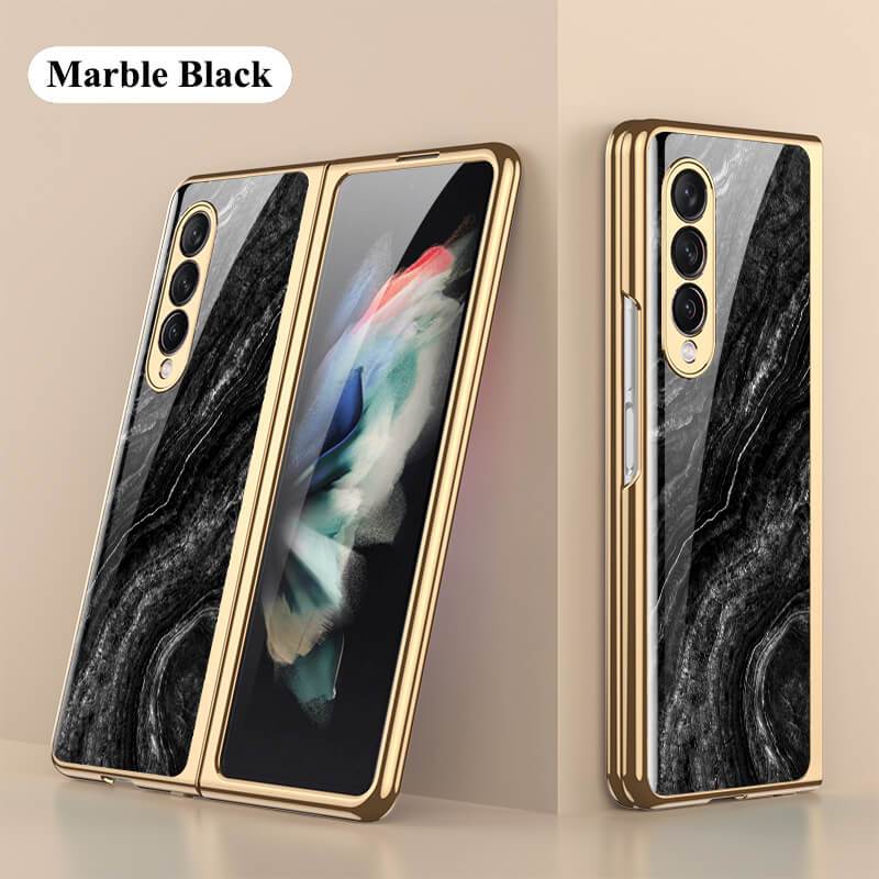 Luxury Marble Glass Case For Samsung Galaxy Z Fold 3 5G