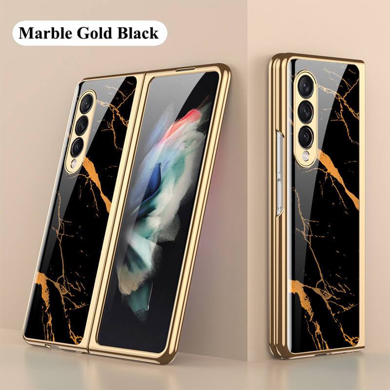 Luxury Marble Glass Case For Samsung Galaxy Z Fold 3 Fold 2 5G